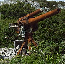 An 18-pounder on an elastic mount for shipboard use (DAMS) Arinagour Hotel. Possible relic from wartime wreck. - geograph.org.uk - 278757 (cropped).jpg