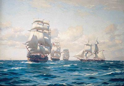 The Chilean Squadron sails off for Perú in 1820