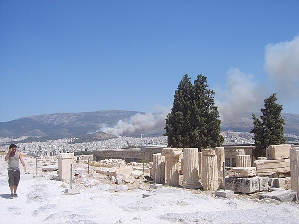 Forest fire in the suburbs of Athens on 16 July