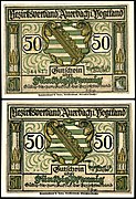 50 Pfennig "Notgeld" banknote (1921) of Auerbach im Vogtland