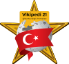 Barnstar of Wikipedia 21 celebrating at Istanbul.svg