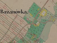 Dwór w Bażanówce na mapie z 1851r.