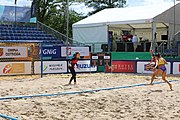 Deutsch: Beachhandball Europameisterschaften 2019 (Beach handball Euro); Tag 3: 4. Juli 2019 – Frauen, Hauptrunde Gruppe II, Deutschland-Spanien 1:2 (18:24, 24:14, 8:9) English: Beach handball Euro; Day 3: 4 July 2019 – Women Main Round Group II – Germany-Spain 1:2 (18:24, 24:14, 8:9)