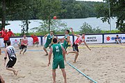 Deutsch: Beachhandball Europameisterschaften 2019 (Beach handball Euro); Tag 2: 3. Juli 2019 – Männer, Vorrunde Gruppe C, Nordmazedonien-Schweiz 0:2 (13:22, 18:19) English: Beach handball Euro; Day 2: 3 July 2019 – Women Preliminary Round Group A – Men Preliminary Round Group C – North Macedonia-Switzerland 0:2 (13:22, 18:19)