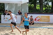 Deutsch: Beachhandball Europameisterschaften 2019 (Beach handball Euro); Tag 2: 3. Juli 2019 – Männer, Vorrunde Gruppe A, Türkei-Deutschland 0:2 (14:22, 16:20) English: Beach handball Euro; Day 2: 3 July 2019 – Men Preliminary Round Group A – Turkey-Germany 0:2 (14:22, 16:20)