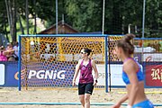 Deutsch: Beachhandball Europameisterschaften 2019 (Beach handball Euro); Tag 2: 3. Juli 2019 – Frauen, Vorrunde Gruppe D, Dänemark-Russland 2:0 (21:16, 18:12) English: Beach handball Euro; Day 2: 3 July 2019 – Women Preliminary Round Group D – Denmark-Russia 2:0 (21:16, 18:12)