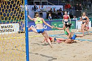 Deutsch: Beachhandball Europameisterschaften 2019 (Beach handball Euro); Tag 2: 3. Juli 2019 – Frauen, Vorrunde Gruppe D, Ukraine-Deutschland 2:0 (23:22, 32:24) English: Beach handball Euro; Day 2: 3 July 2019 – Women Preliminary Round Group D – Ukraine-Germany 2:0 (23:22, 32:24)