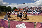 Deutsch: Beachhandball bei den Olympischen Jugendspielen 2018; Tag 7, 13. Oktober 2018; Jungen, Spiel um Platz Drei– Argentinien-Kroatien 2:0 English: Beach handball at the 2018 Summer Youth Olympics at 13 October 2018 – Boys Bronze Medal Match – Argentina-Croatia 2:0