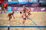 Deutsch: Beachhandball bei den Olympischen Jugendspielen 2018; Tag 5, 10. November 2018; Mädchen, Hauptrunde - Chinese Taipei (Taiwan)-Niederlande 1:2 English: Beach handball at the 2018 Summer Youth Olympics at 11 October 2018 – Girls Main Round – Chinese Taipei (Taiwan)-Netherlands 1:2