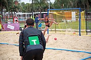 Deutsch: Beachhandball bei den Olympischen Jugendspielen 2018; Tag 5, 10. November 2018; Mädchen, Hauptrunde - Chinese Taipei (Taiwan)-Paraguay 2:0 English: Beach handball at the 2018 Summer Youth Olympics at 11 October 2018 – Girls Main Round – Chinese Taipei (Taiwan)-Paraguay 2:0