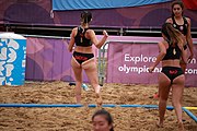 Deutsch: Beachhandball bei den Olympischen Jugendspielen 2018; Tag 6, 12. Oktober 2018; Mädchen, Hauptrundenspiel – Chinesisch Taipei (Taiwan)-Paraguay 0:2 English: Beach handball at the 2018 Summer Youth Olympics at 12 October 2018 – Girls Main Round – Chinese Taipei (Taiwan)-Paraguay 0:2