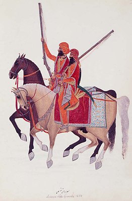 Ghorchara (Horse-mounted) Bodyguards of Maharaja Ranjit Singh of Punjab.