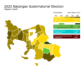 Electoral map for the 2022 Batangas gubernatorial elections.