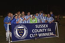 Brighton & Hove Albion with the Sussex County Cup in March 2012 Brightonandhovealbionwomen2012.jpg