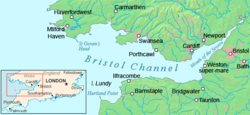 Bristol Channel haritası.