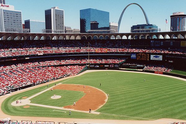 The 96 arches in the stadium's upper-level visually echo the Gateway Arch.