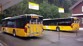Post buses at the station