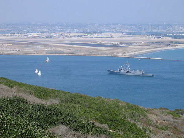 USS Thach and the NAS as seen from Cabrillo National Monument