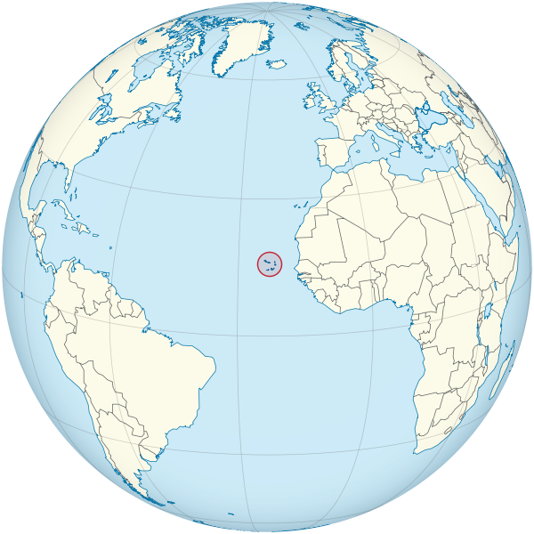 Cape Verde on the globe (Cape Verde centered).svg