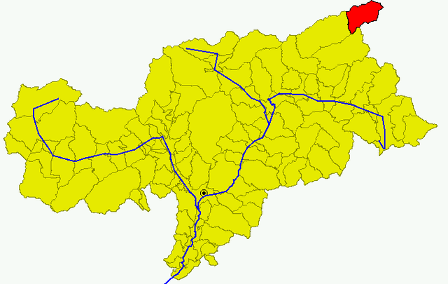 Poziția comunei în cadrul provinciei