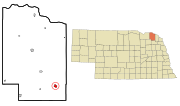 Thumbnail for File:Cedar County Nebraska Incorporated and Unincorporated areas Laurel Highlighted.svg