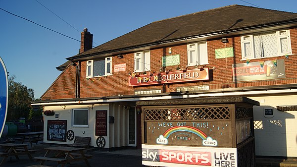 Pubs which have Sky Sports often display it, such as this one in Chequerfield, Pontefract, West Yorkshire.