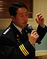 Chief Na Yu-In, Gunsan Korean National Police chief, addresses 8th Security Forces Squadron Airmen following a lunch at the Loring Club here May 3 (USAF photo 110503-F-JK379-023).jpg