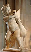 Enfant à l'oie. Copie romaine d'époque impériale, Ier – IIe siècle de notre ère, d'un original grec du IIe siècle AEC. Louvre