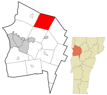 Chittendenin piirikunnan Vermontin alueet sisälsivät ja inkorporoimattomat alueet Westford highlighted.svg
