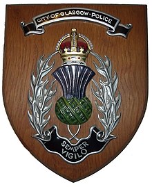 Glasgow Police badge City of Glasgow Police Scotland large plaque (7846938732).jpg