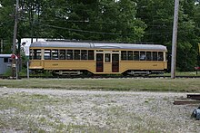 A Kuhlman-built ex-Cleveland streetcar preserved at the Seashore Trolley Museum Cleveland Railway 1227 at Seashore Trolley Museum, June 2007.jpg