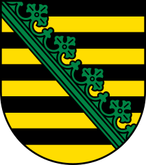 Barry of ten sable and Or in the arms of the German state of Saxony