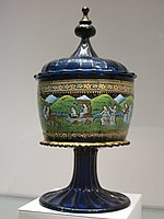 jar on stand with lid, multiple colors
