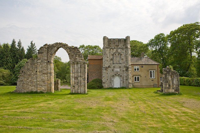 The Castle, Cranbury Park. Built from fragments of the north transept of Netley Abbey moved to Cranbury Park in the 1760s.
