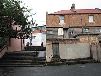 Cumberland Place and Steps from the steps leading to Harrington Street, The Rocks, NSW, 2019 Cumberland Place and Steps photographed from the steps leading to Harrington Street.jpg