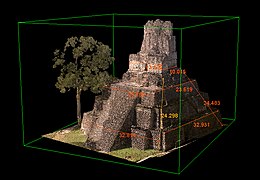 Modélisation du temple II de Tikal.