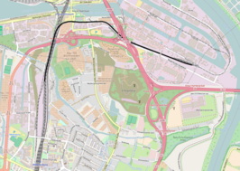 Spoorlijn Hamburg-Wilhelmsburg - Peute op de kaart