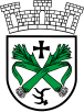 Zwei schräggekreuzte Lauchstangen  im Wappen von Lauchheim