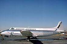 Carstedt CJ600F stretched cargo conversion of a Dove 1 fitted with TPE331 turboprops, at Dallas Addison in 1975 DH.104 Dove 1 Carstedt CJ600F Falcon N4921V ADD 19.10.75.jpg