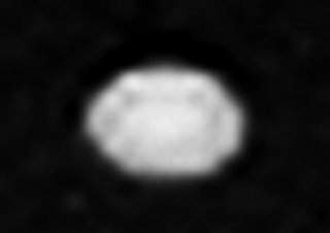 Despina as seen by Voyager 2 (smeared horizontally)