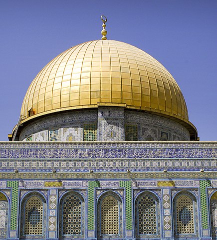 The façade of the Dome of the Rock was covered in ceramic tile (1545—52) by Suleiman the Magnificent.