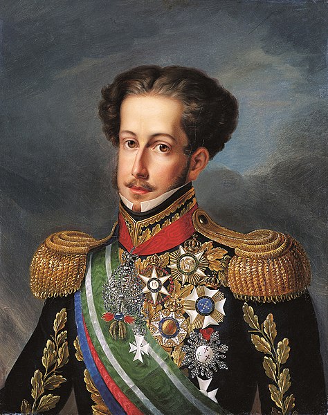 Pedro I, first Emperor of Brazil, founder and first Grand Master of the Order, wearing the Grand Cross of the Imperial Order of the Cross (then the Or