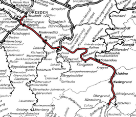 Spoorlijn Dresden - Děčín op de kaart