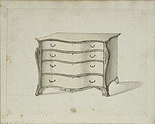 Drawing of a four-drawer dresser