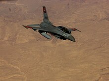 An Egyptian air force F-16 Fighting Falcon prepares to make contact with a KC-135 Stratotanker.