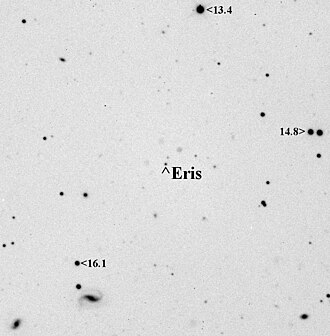 The dwarf planet Eris on a 24-inch (61 cm) aperture LightBuckets telescope Eris2009-Nov09-06UT.jpg