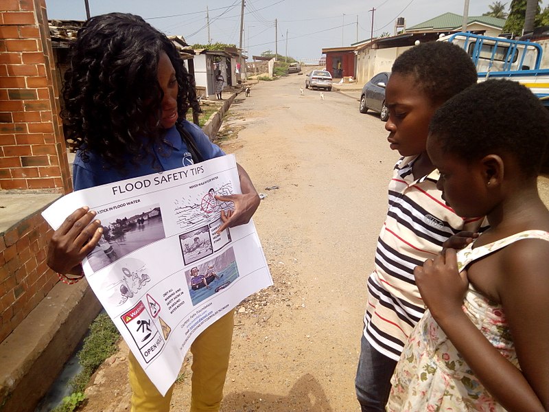 File:Female Project Officer creating awareness on drowning in Ghana.jpg