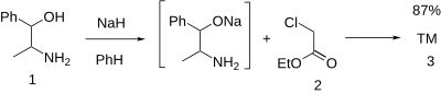 Synthesis: Patent Pmr: CD: Fenmetramide synthesis.svg