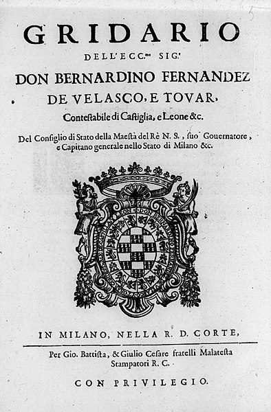 File:Fernández de Velasco y Tobar, Bernardino – Gridario dell'eccellentissimo signor don Bernardino Fernandez de Velasco, 1647 – BEIC 15109449.jpg