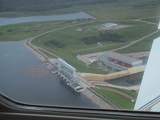 Nipawin Hydroelectric Station building in Saskatchewan, Canada